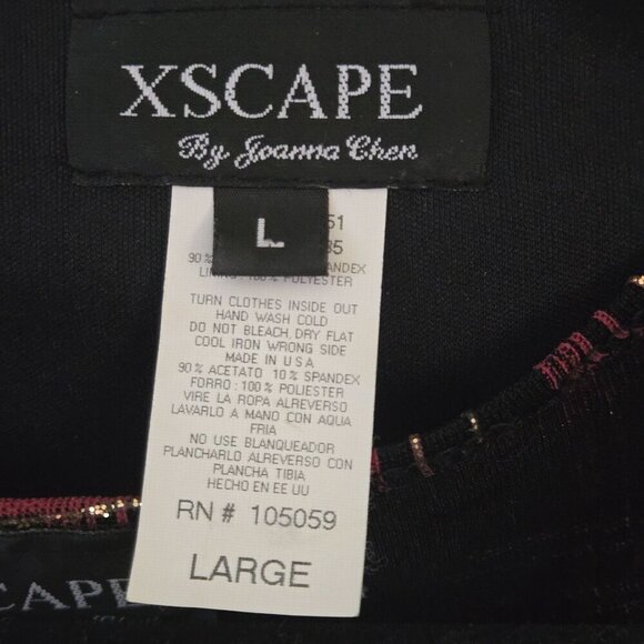 Vintage Xscape Unique Plaid Burgundy Gold Glitter Twin Set Blazer Tank Size L - Picture 6 of 7